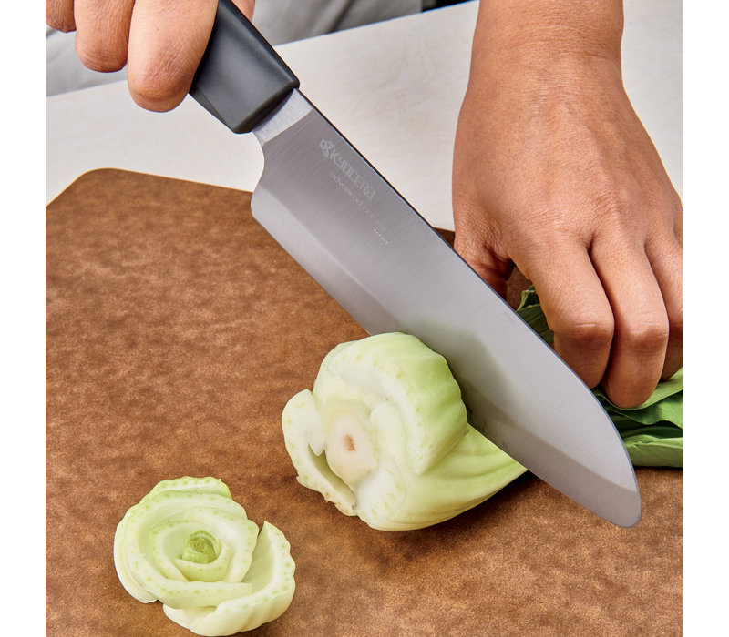 123089--Kyocera, 6.0" Chef Santoku Knife Black Blade Black Handle