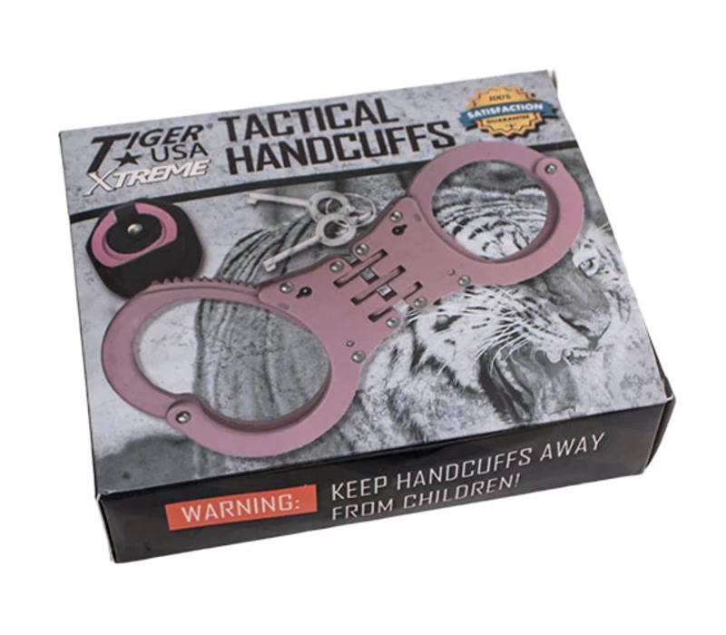 TU-4607-PK--Panther Trading, Handcuffs Police Edition Stainless Steel Professional Grade - Pink