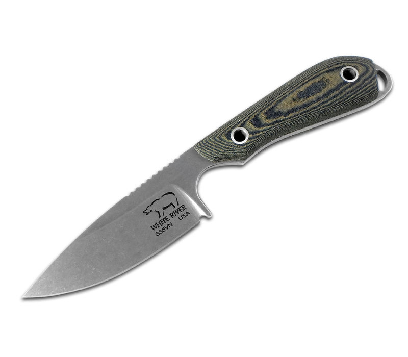 White River Knife & Tool M1 Caper Black & Olive Linen Micarta, CPM S35VN