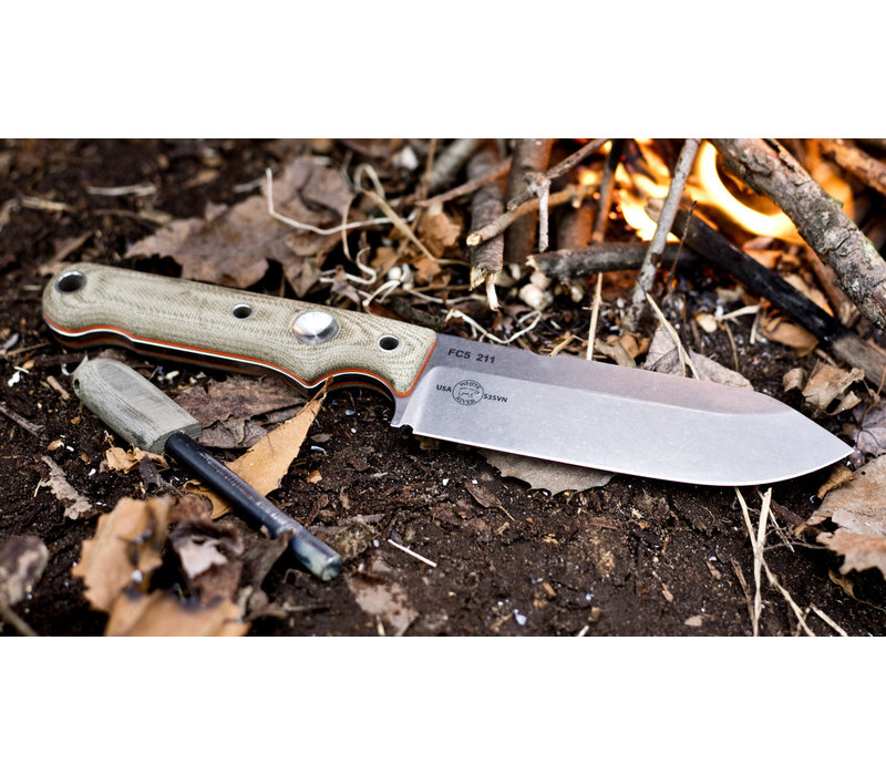 WRFC5--White River, Firecraft 5, O.D. Canvas Micarta / Orange G10 Liner