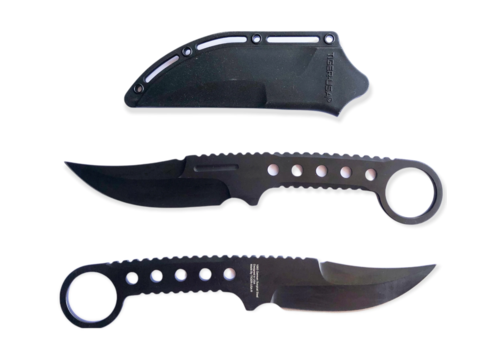 Panther Trading Co SJ-1034-BK--Panther Trading, All Black Knife w/ Sheath