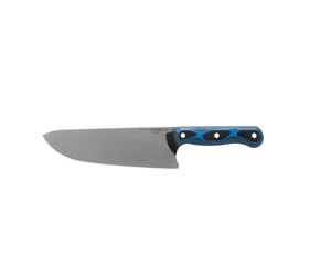 TOPS Knives Dicer 8 Chef's Knife 7.75 CPM-S35VN Tumble Finished Blade,  Black Micarta & Blue/Black G10 Handles, Black Kydex Sheath - KnifeCenter -  DCR8-01