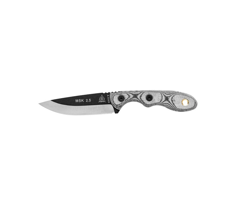 TOPS, Mini Scandi, Neck Knife, Black Linen Micarta, 1095 Carbon Steel