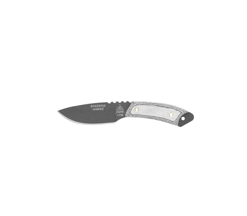 TOPS, Sparrow Hawke, Neck Knife, 1095 Carbon Steel, Black Linen Micarta Handle