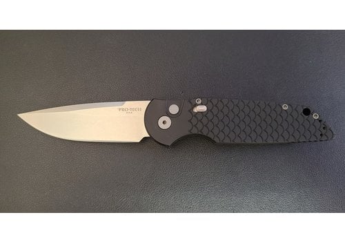 Pro-Tech Knives, LLC Pro-Tech Tactical Response 3,  Auto Folder, Black Fish Scale Aluminum Handle, Stonewash CPM Magnacut Blade- Plain Edge