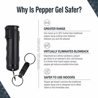 SABRE 2-in-1 Pepper Gel with Detachable Safety Whistle Keychain- Black