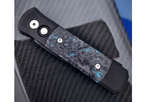 Pro-Tech Knives, LLC Pro-Tech, Godson  Automatic "Dark Matter" Blue Fat Carbon , Black 154-CM Blade