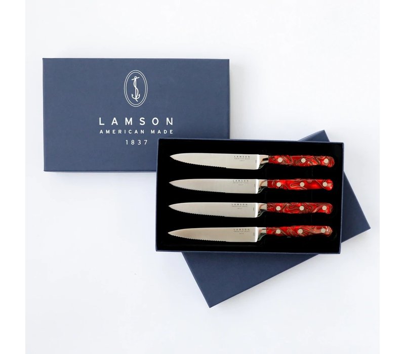 Lamson,  Fire 4Pc Steak Knife Set, Fine-Edge
