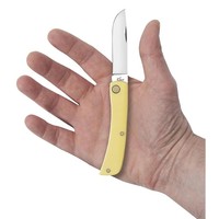 Case Cutlery Sod Buster Jr, with carbon steel (CV) blade and yellow delrin handle
