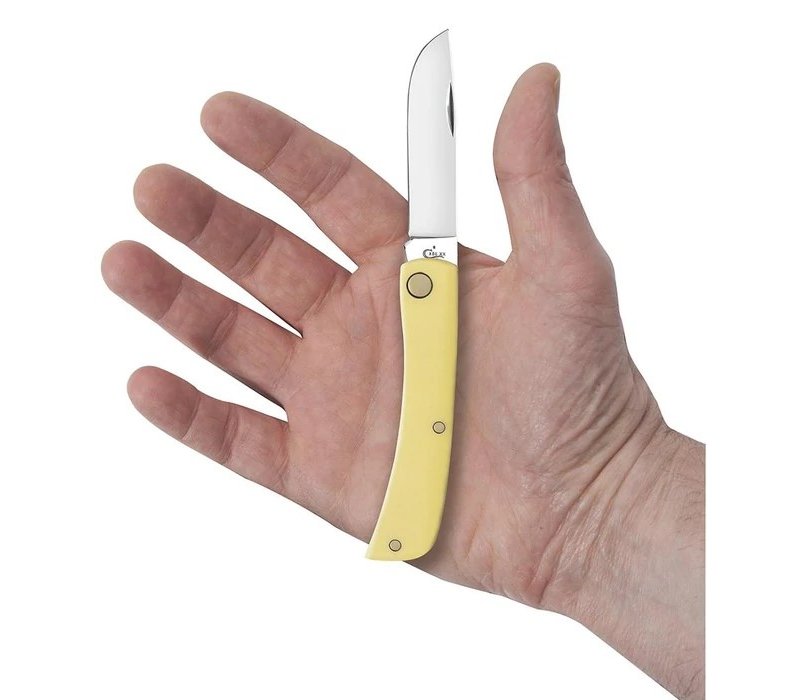 Case Cutlery Sod Buster Jr, with carbon steel (CV) blade and yellow delrin handle