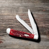 Case Cutlery Trapper-Dark Red Bone Peach Seed Handle, Chrome Vanadium  Steel