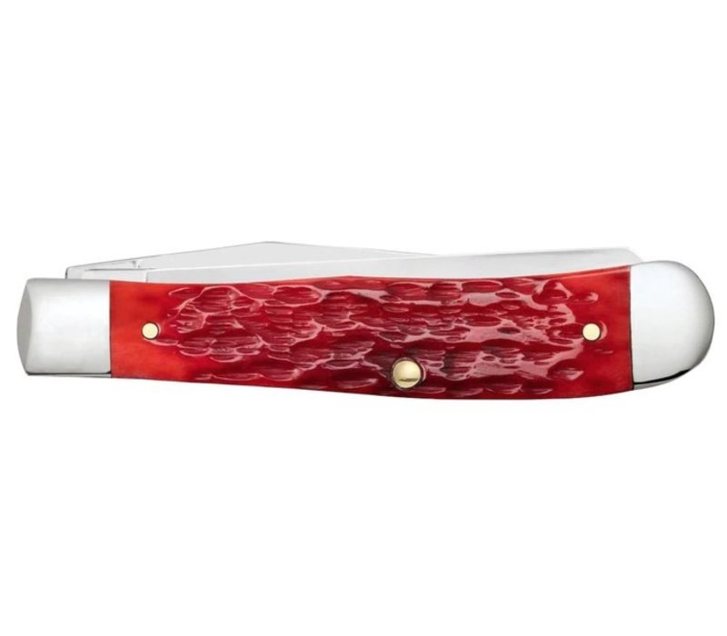 Case Cutlery Trapper-Dark Red Bone Peach Seed Handle, Chrome Vanadium  Steel