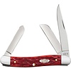 Case Cutlery Medium Stockman Dark Red Peach Seed Jigged Bone, Carbon