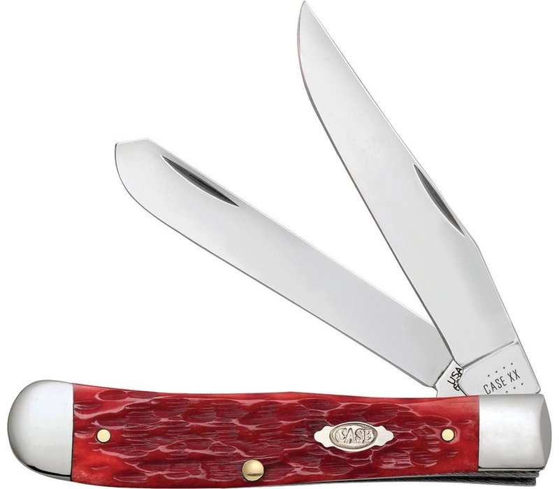Case Cutlery Trapper with Pocket Clip Red Jigged Bone, Carbon
