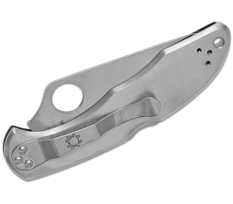 Spyderco Delica 4- Stainless Handle, Plain Edge VG-10 Steel