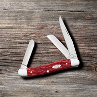 Case Cutlery Medium Stockman- Dark Red Peach Seed Jigged Bone, Carbon Steel (CV)