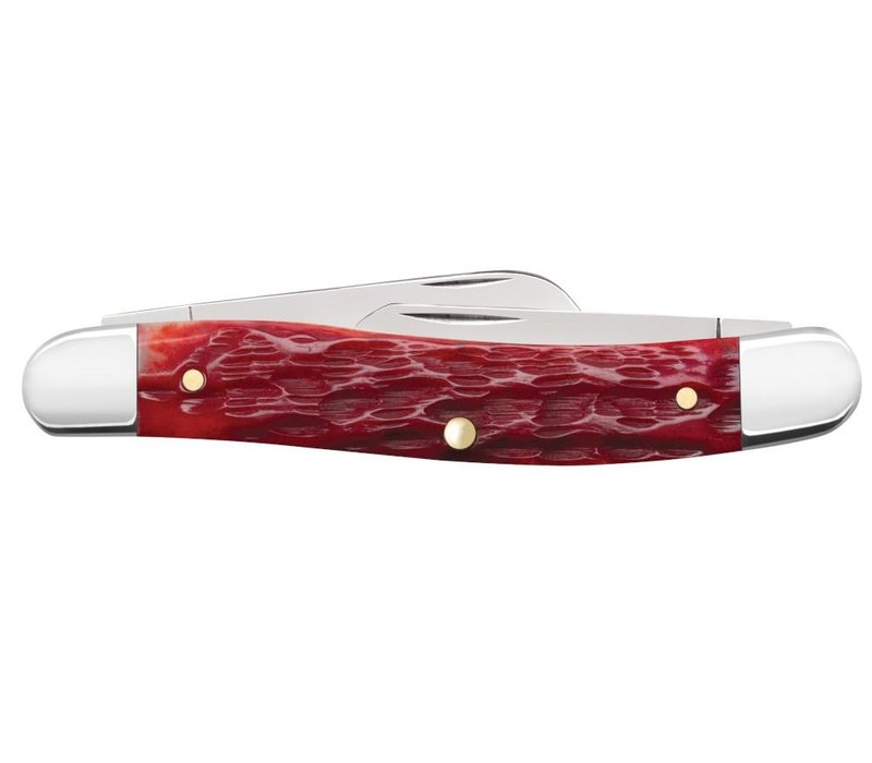 Case Cutlery Medium Stockman- Dark Red Peach Seed Jigged Bone, Carbon Steel (CV)