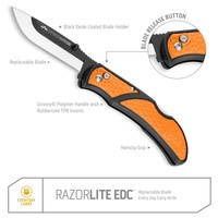 Outdoor Edge, 3" Razor Lite EDC, Orange