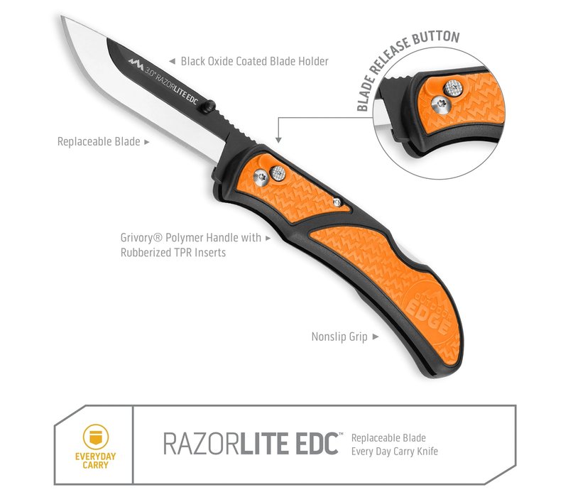 Outdoor Edge, 3" Razor Lite EDC, Orange