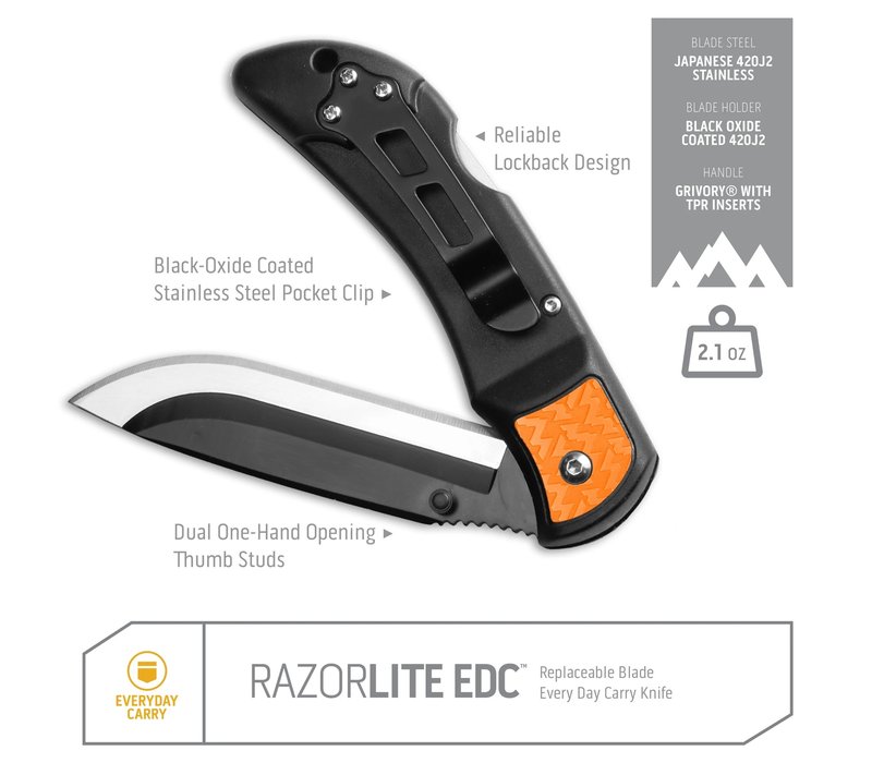 Outdoor Edge, 3" Razor Lite EDC, Orange