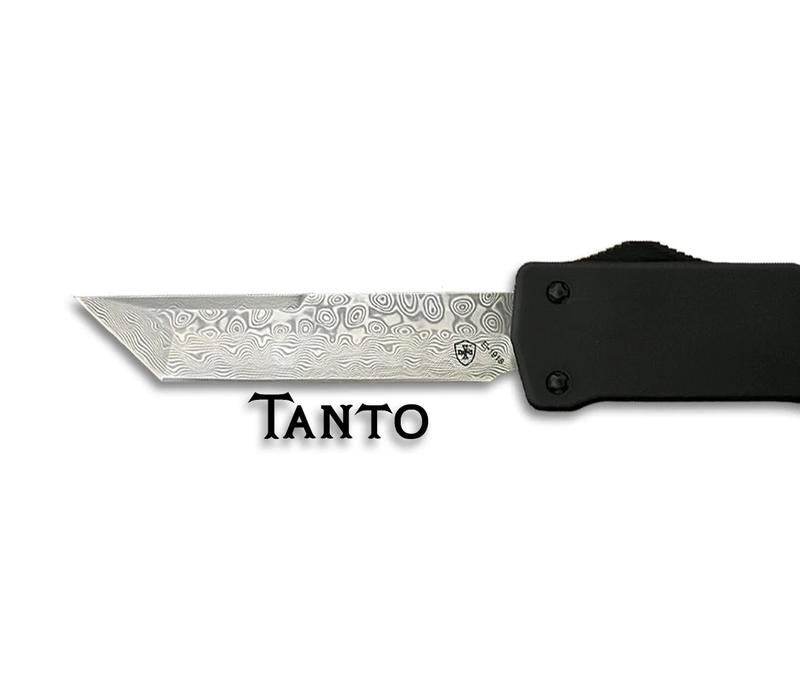 Templar Knife Premium Lightweight  Slim OTF- Black Rubber, Damascus Tanto Blade