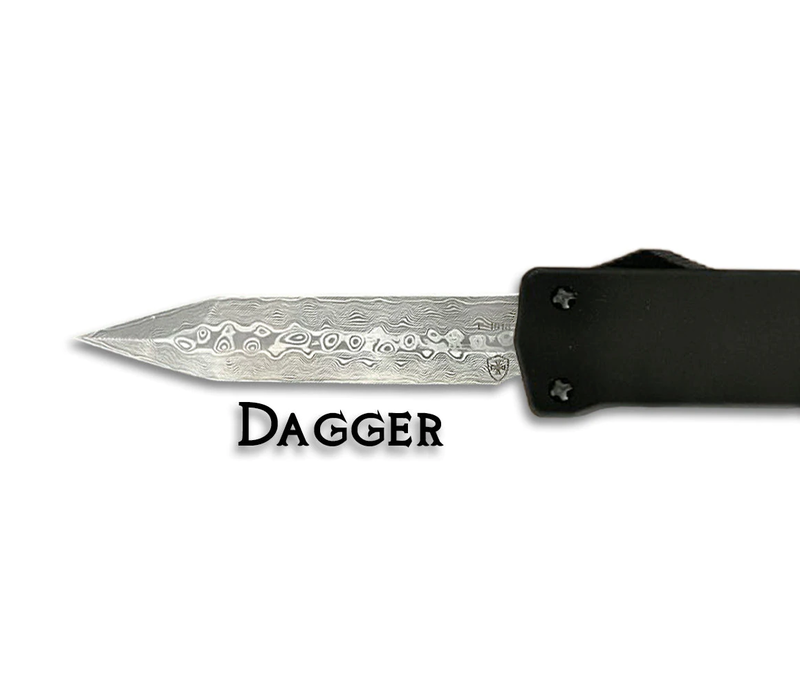 LA-BR-14--Templar Knife  Large OTF, Black Rubber, Damascus Dagger Blade