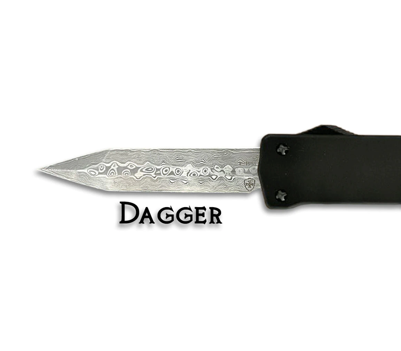 Templar Large OTF Black Rubber,Aluminum, Damascus Dagger