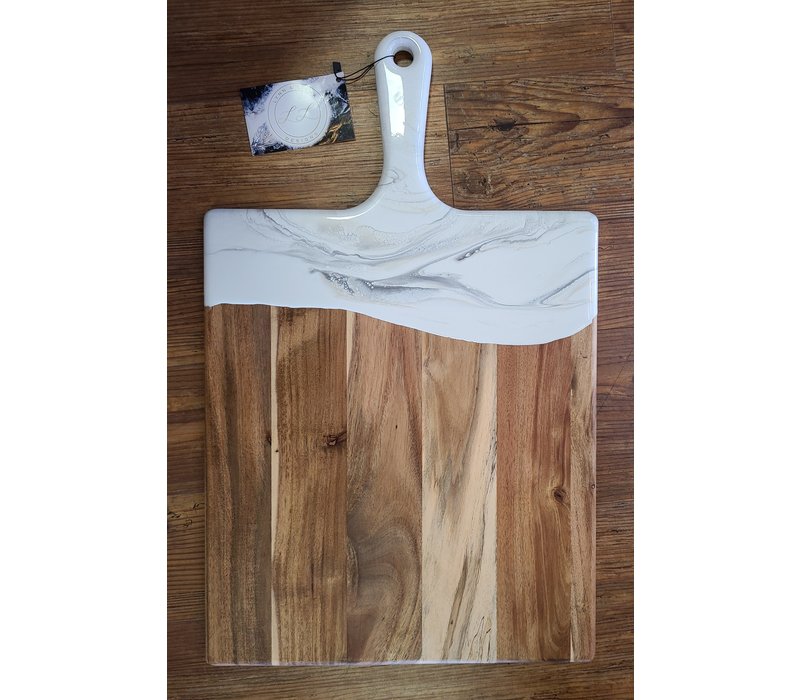 Lynn & Liana Designs XL Acacia Cheeseboard- White & Grey Marble