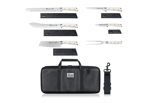 Cangshan Cangshan 7-Piece BBQ Knife Set with Knife Bag-White