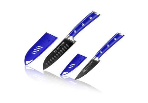 Cangshan Cangshan 2pc Titanium Coated Santoku Starter Set Atlantic Blue
