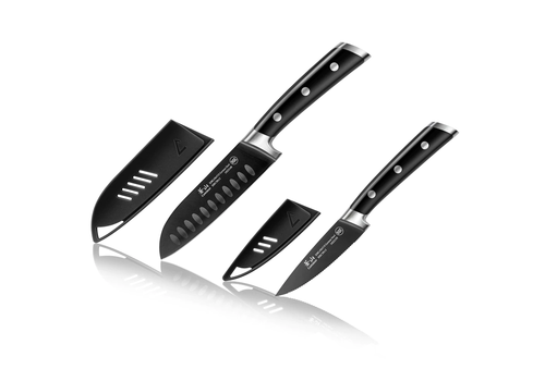 Cangshan Cangshan 2pc Titanium Coated Santoku Starter Set Noir Black