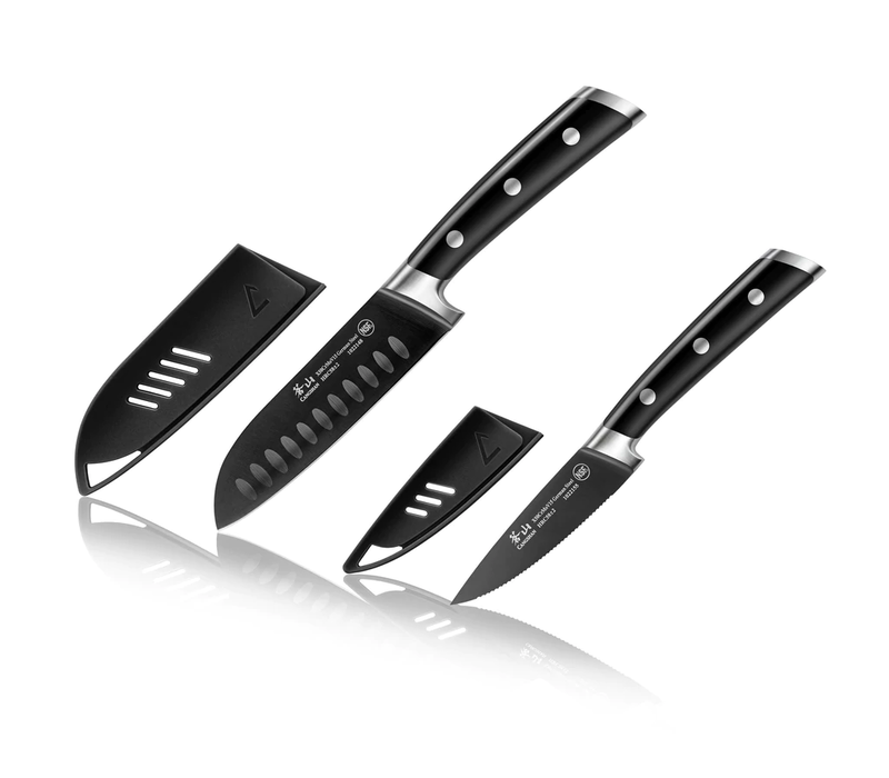 Cangshan 2pc Titanium Coated Santoku Starter Set Noir Black