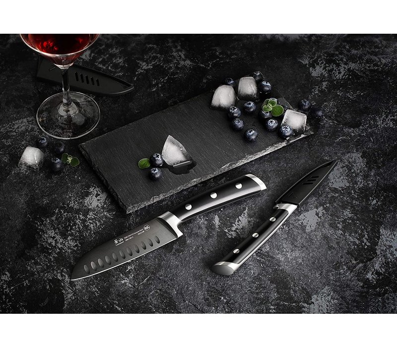 Cangshan 2pc Titanium Coated Santoku Starter Set Noir Black