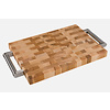 Labell Labell End-Grain Butcher Block with Stainless Steel Handles and Rubber Feet