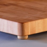 Labell End-Grain Butcher Block with Stainless Steel Handles and Rubber Feet