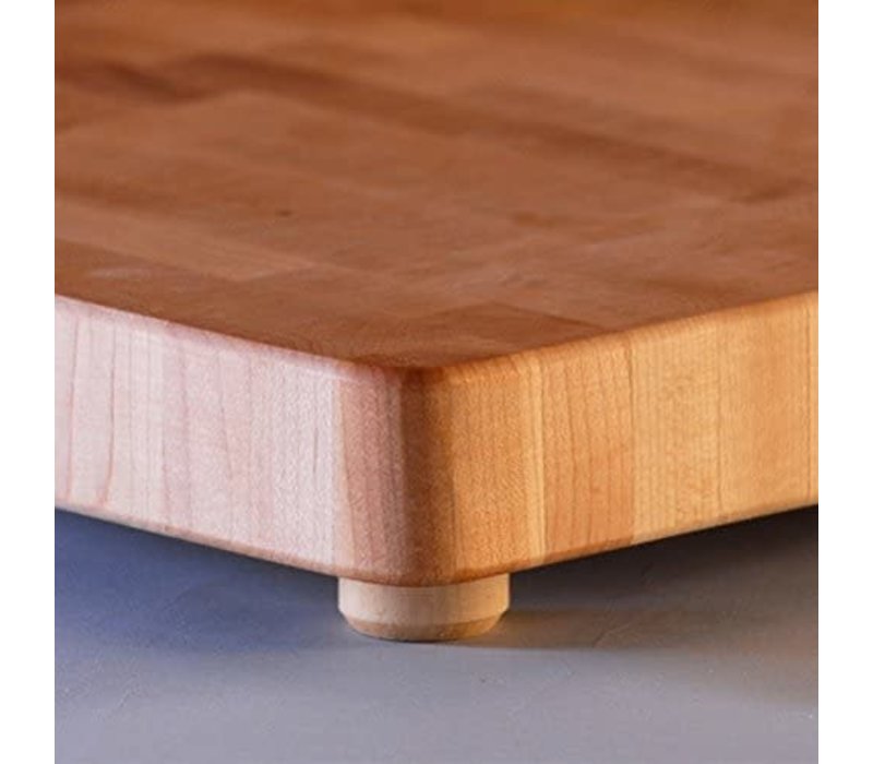 Labell End-Grain Butcher Block with Stainless Steel Handles and Rubber Feet