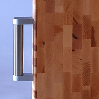 Labell End-Grain Butcher Block with Stainless Steel Handles and Rubber Feet