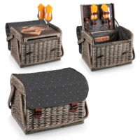 Picnic Time, Kabrio Wine & Cheese Picnic Basket, Gray with Gold Accents