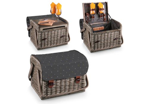 Picnic Time Picnic Time, Kabrio Wine & Cheese Picnic Basket, Gray with Gold Accents