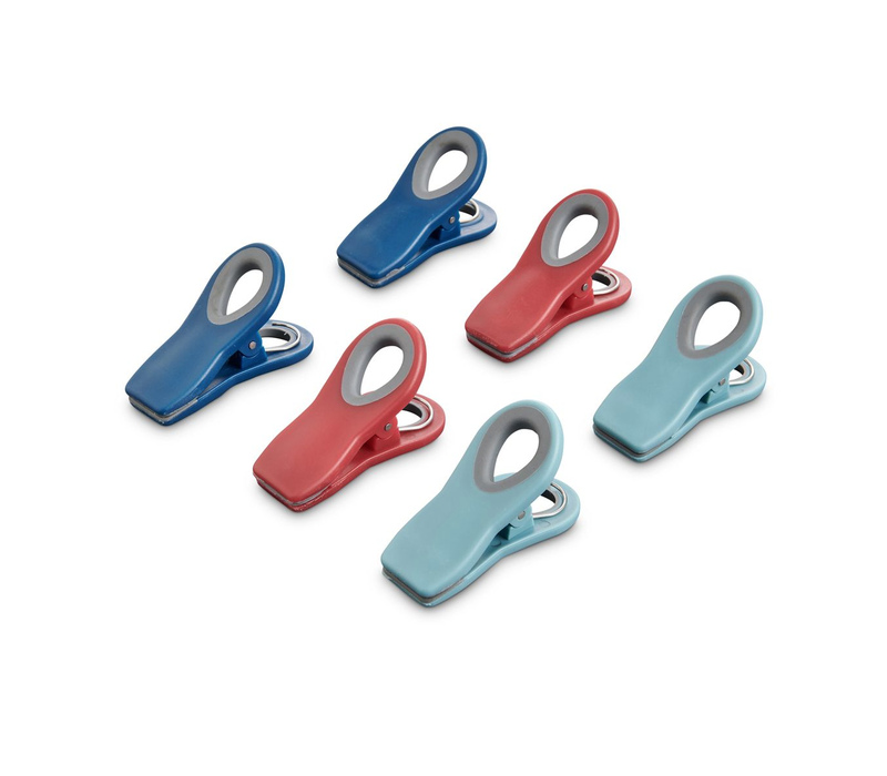 HIC Kitchen Multi-Purpose Magnetic Clips- Turquoise, Red, and Navy Set of 6