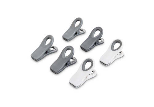 HIC HIC Kitchen Multi-Purpose Magnetic Clips- White, Grey, and Charcoal Set of 6
