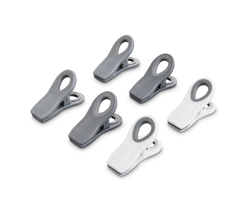 HIC Kitchen Multi-Purpose Magnetic Clips- White, Grey, and Charcoal Set of 6
