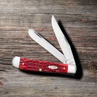 Case Cutlery Trapper with Pocket Clip Red Jigged Bone, Carbon