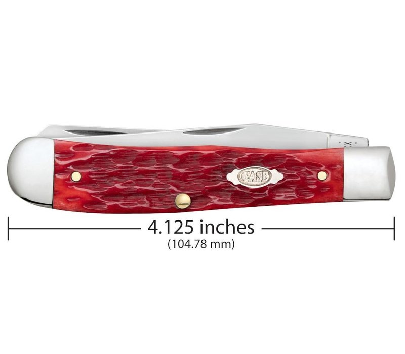 Case Cutlery Trapper with Pocket Clip Red Jigged Bone, Carbon