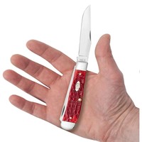 Case Cutlery Trapper with Pocket Clip Red Jigged Bone, Carbon
