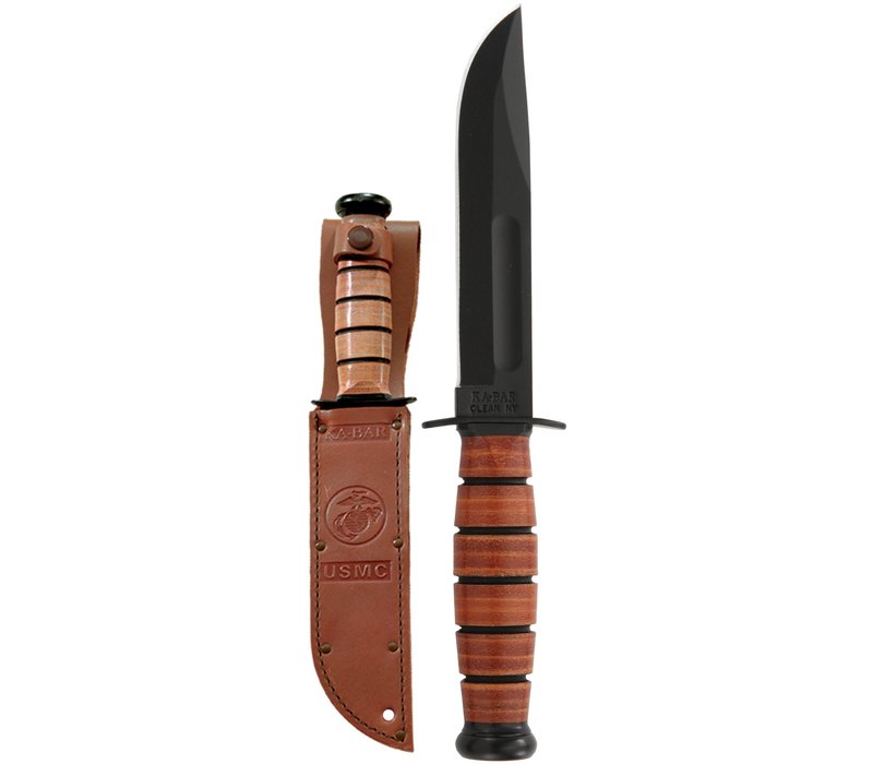 Ka-Bar USMC Short Fighting Knife, 1095 Carbon Steel Blade