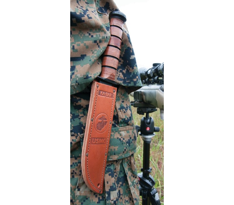 Ka-bar USMC Fighter, Carbon Steel & Leather Handle