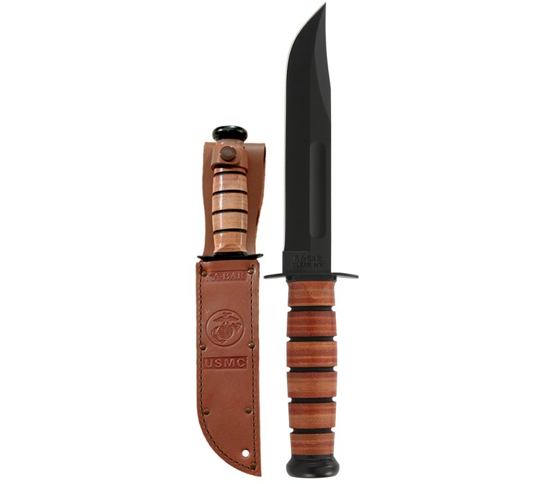 Ka-bar USMC Fighter, Carbon Steel & Leather Handle