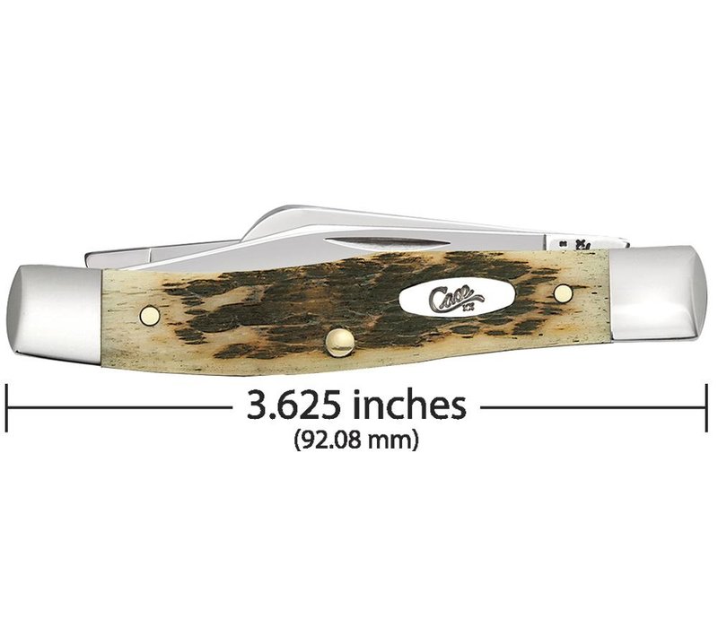Case Medium Stockman with peach seed jig amber bone and carbon steel (CV) blades.