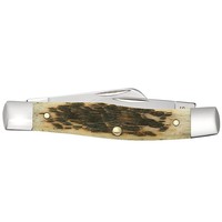 Case Medium Stockman Peach Seed Jig Amber Bone, Carbon Steel
